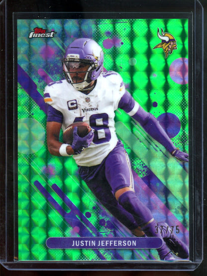 2025 Topps Finest Justin Jefferson Green /75 Vikings