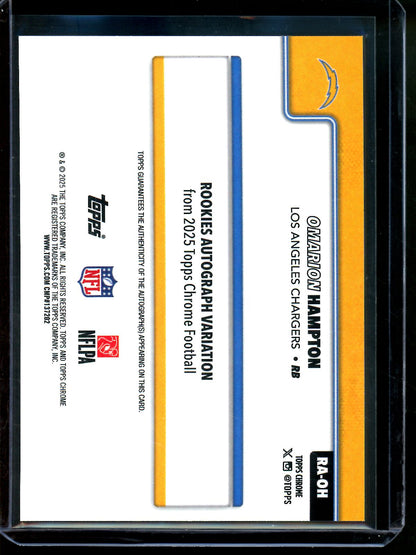 2025 Topps Chrome Omarion Hampton Yellow Rookie Autograph Refractor /275 Chargers
