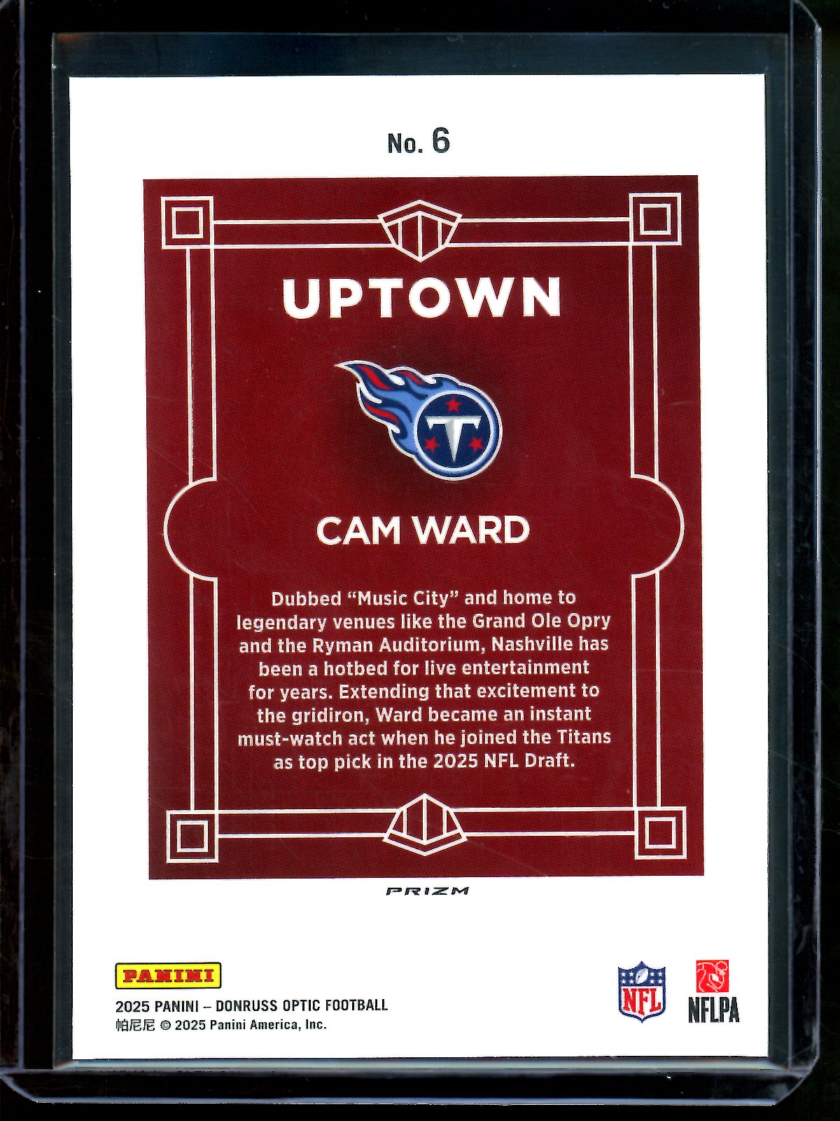 2025 Panini Optic Cam Ward Uptown Rookie Case Hit Titans