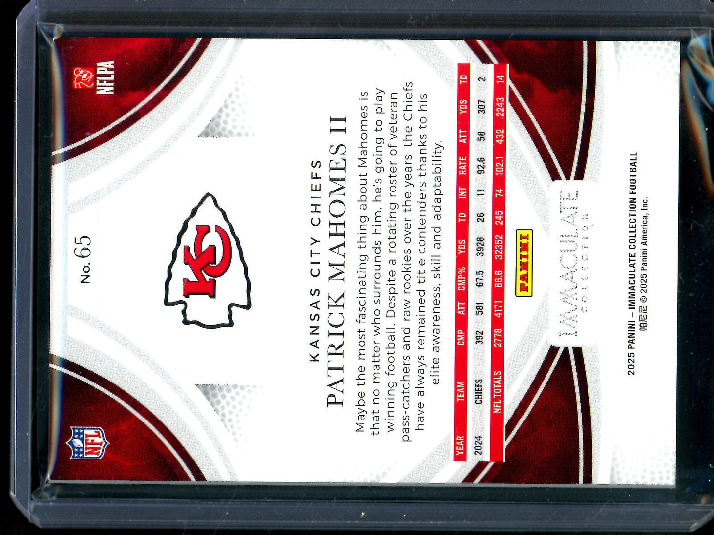 2025 Panini Immaculate Patrick Mahomes II /99 Chiefs
