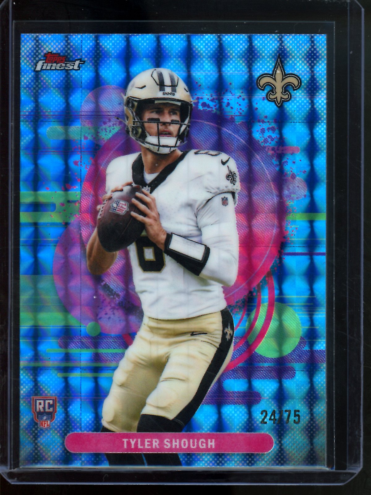 2025 Topps Finest Tyler Shough Rookie Blue Geometric /75 Saints