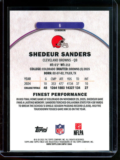 2025 Topps Finest Shedeur Sanders Purple Rookie Geometric /150 Browns