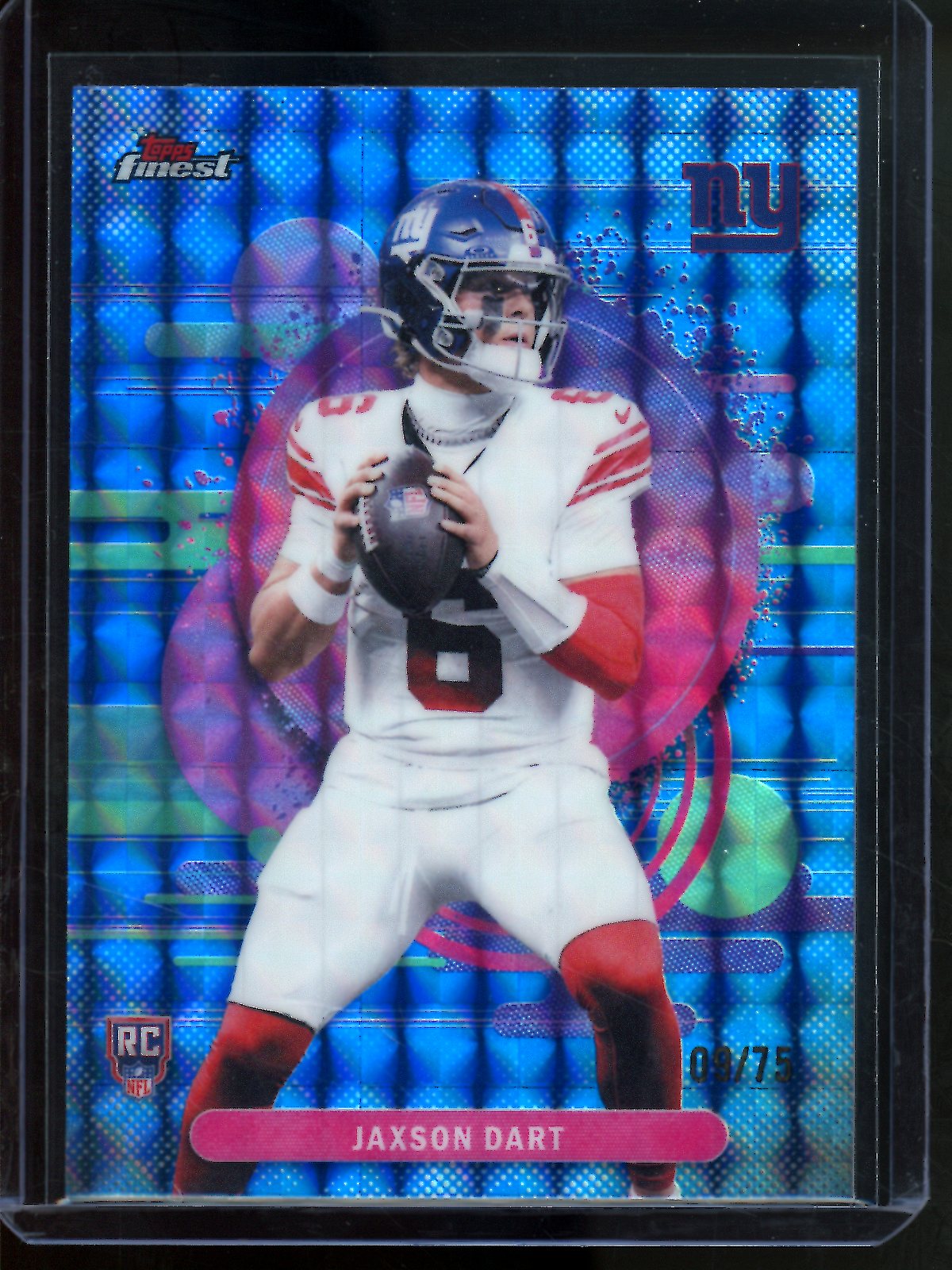 2025 Topps Finest Jaxson Dart Rookie Blue Geometric /75 Giants