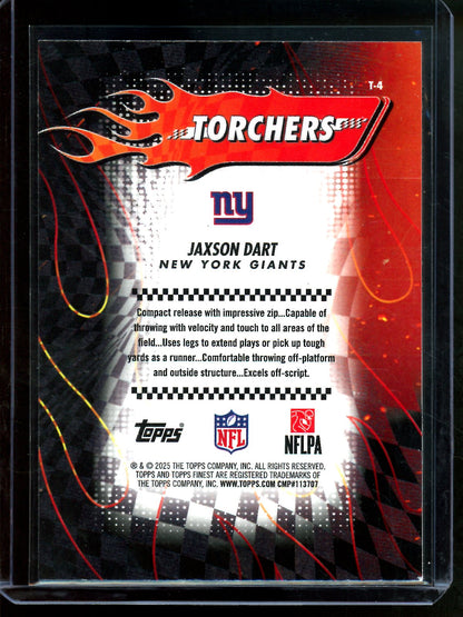 2025 Topps Finest Jaxson Dart Torchers Rookie Purple /125 Giants
