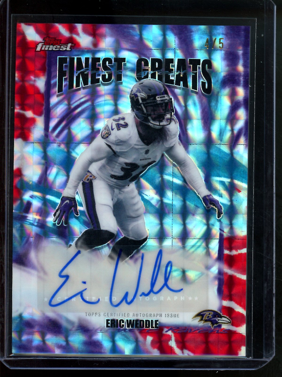 2025 Topps Finest Eric Weddle Finest Greats Autograph Red Geometric /5 Ravens