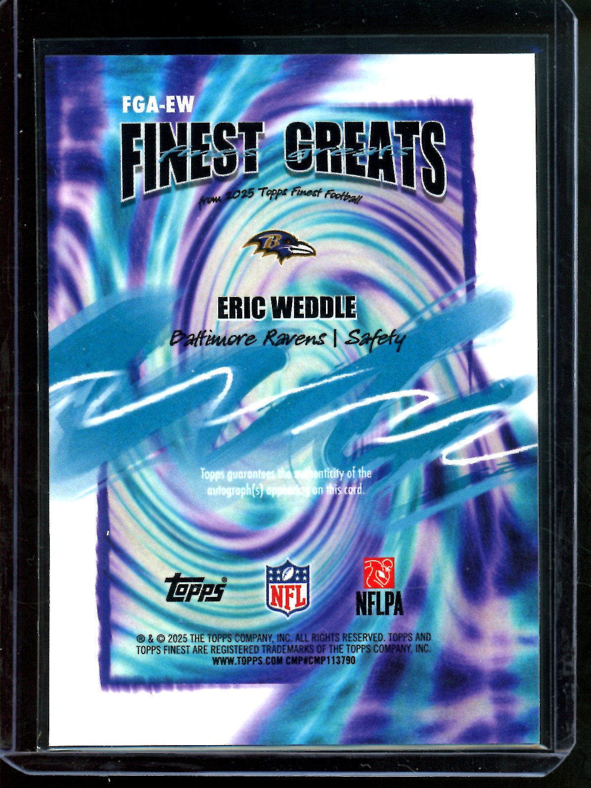 2025 Topps Finest Eric Weddle Finest Greats Autograph Red Geometric /5 Ravens