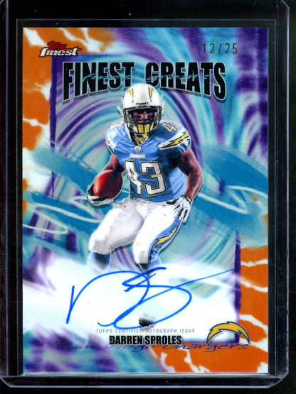 2025 Topps Finest Darren Sproles Finest Greats Orange Autograph /25 Chargers