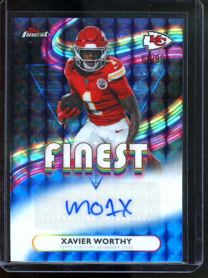 2025 Topps Finest Xavier Worthy Blue Geometric Autograph /99 Chiefs