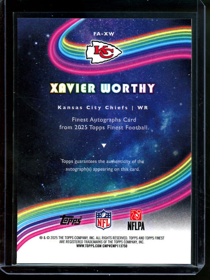 2025 Topps Finest Xavier Worthy Blue Geometric Autograph /99 Chiefs