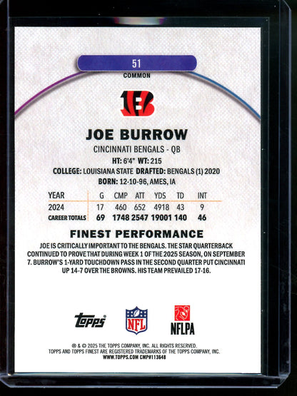 2025 Topps Finest Joe Burrow Green /75 Bengals