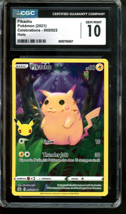 2021 Pokemon Celebrations Pikachu 005/025 Holo CGC 10