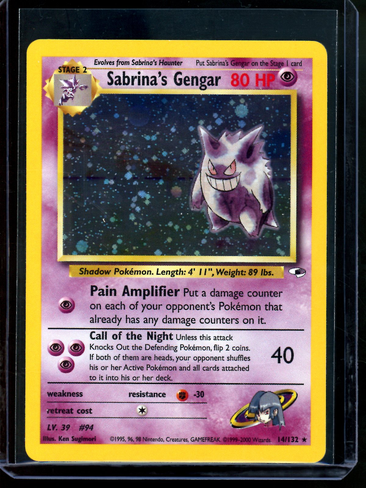1999 Pokemon Gym Heroes Sabrina's Gengar 14/132 English