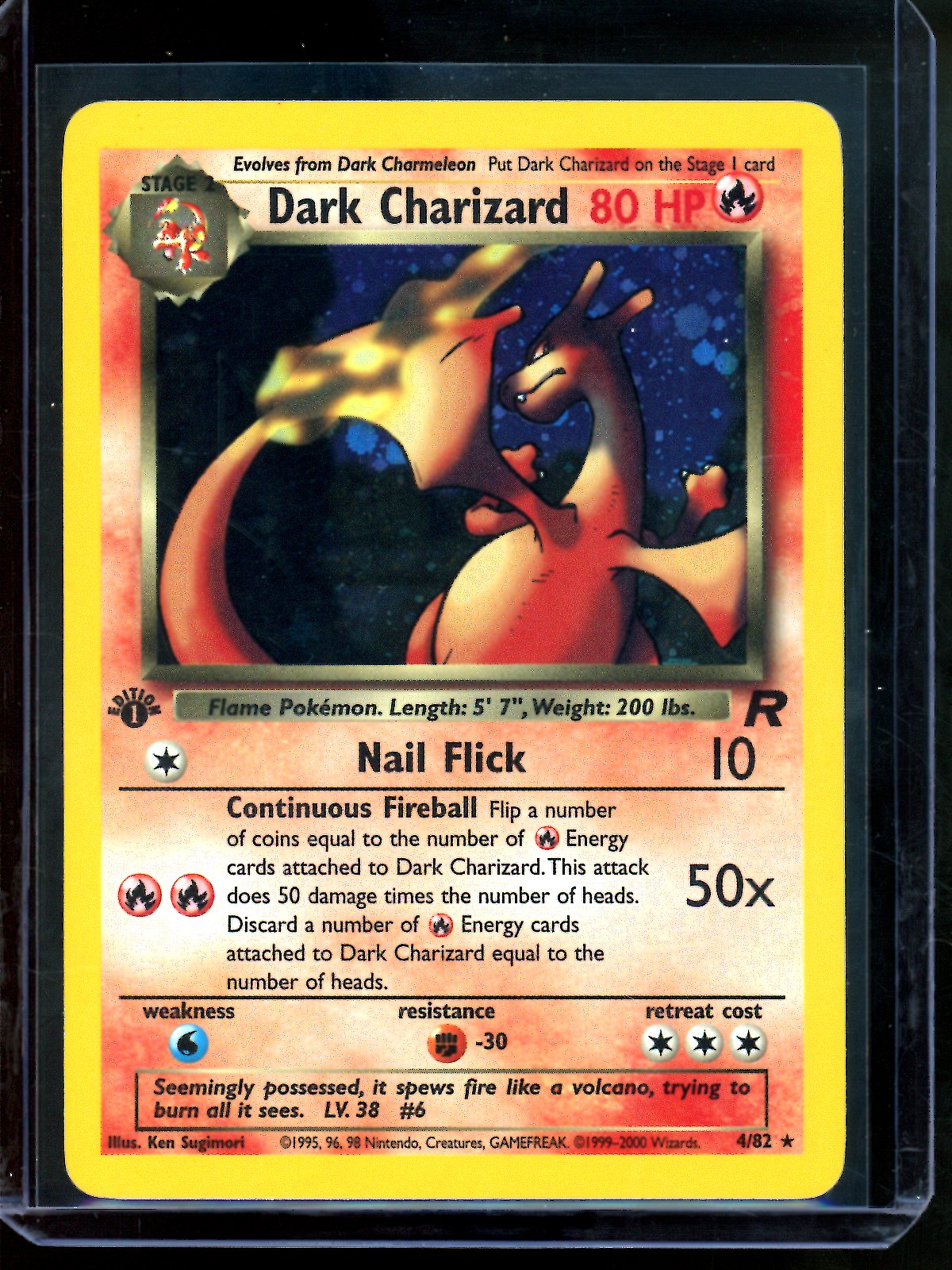 1999 Pokemon Team Rocket Dark Charizard Holo 1st Edition 4/82