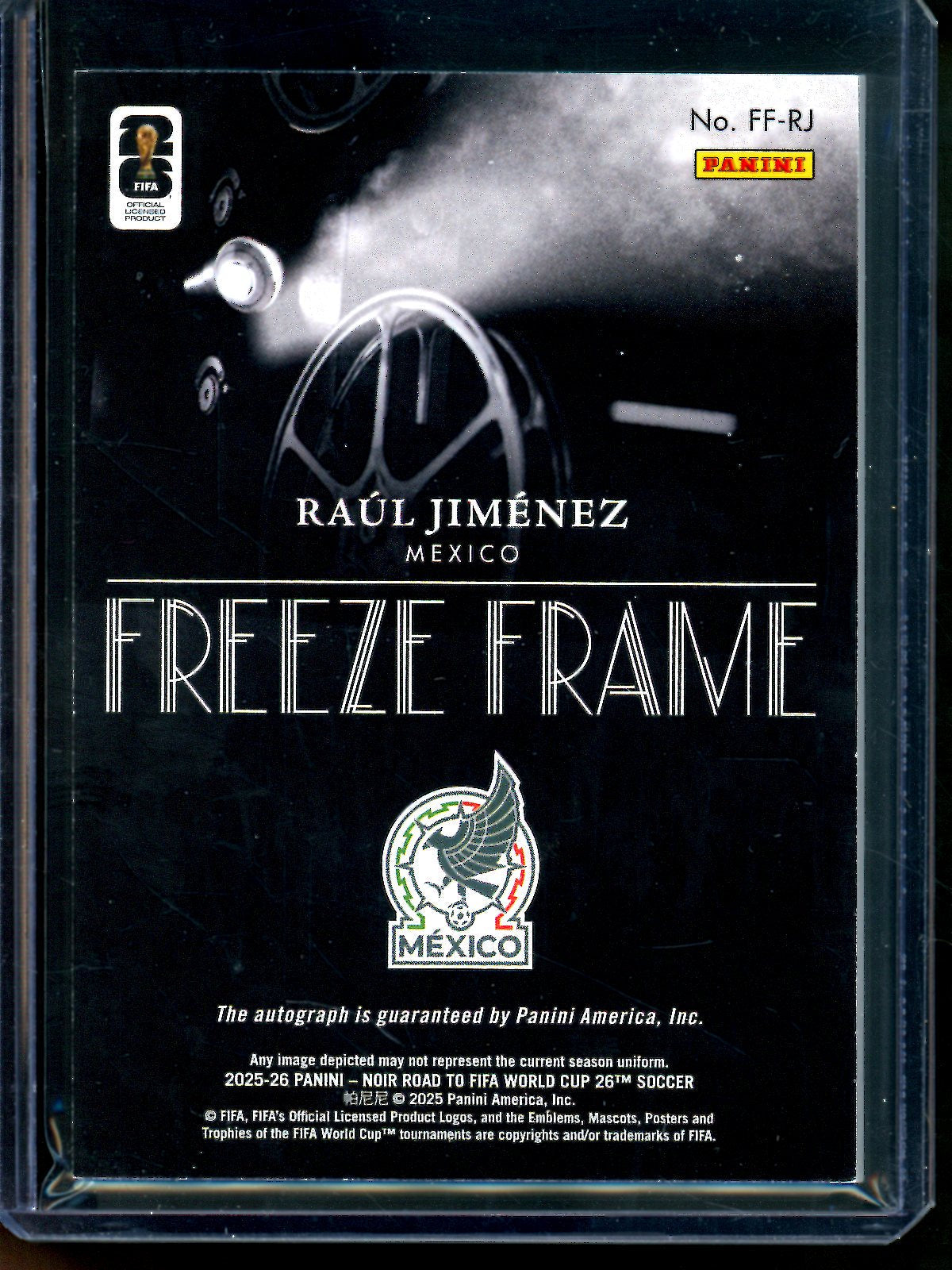 2025 Panini Noir Raul Jimenez Freeze Frame Autograph /25 Mexico