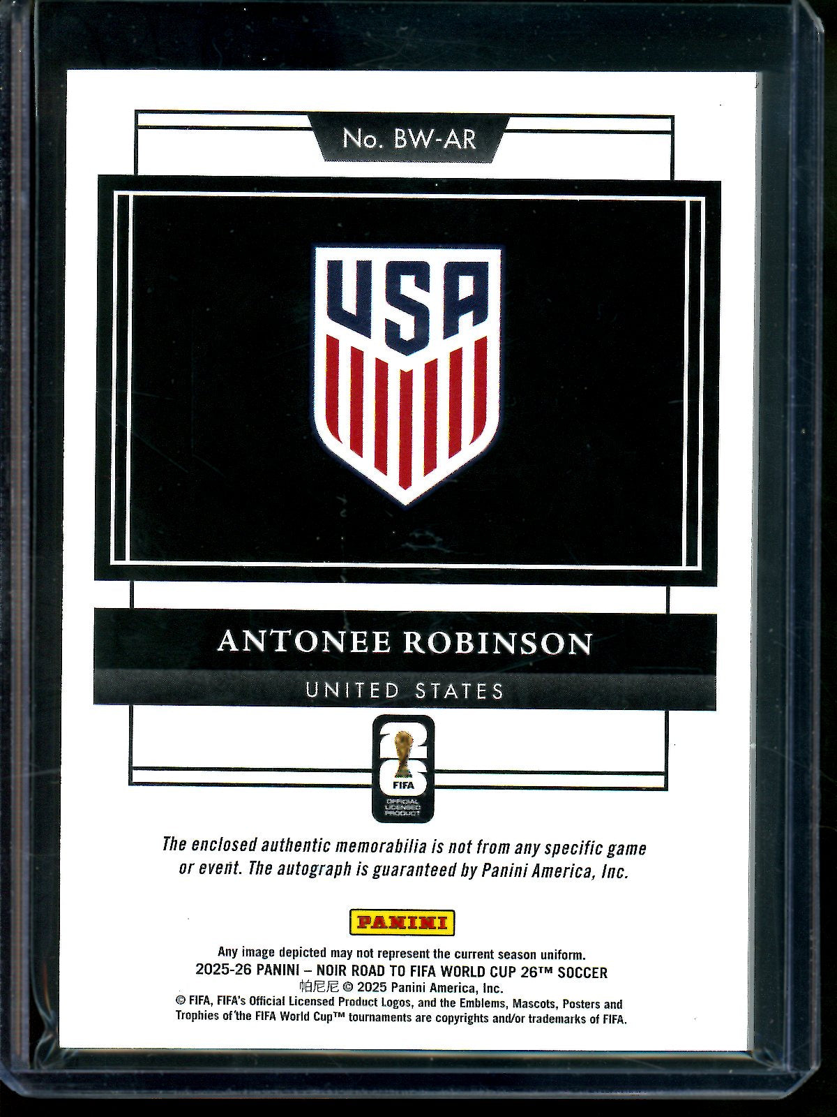 2025 Panini Noir Antonee Robinson Pach Autograph /25 United States
