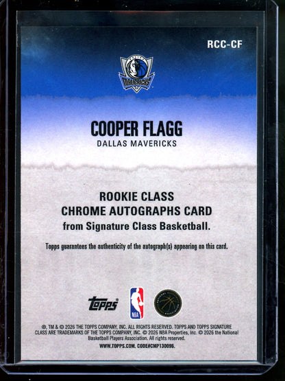 2026 Topps Signature Class Cooper Flagg Rookie Class Autograph Orange /50 Mavericks