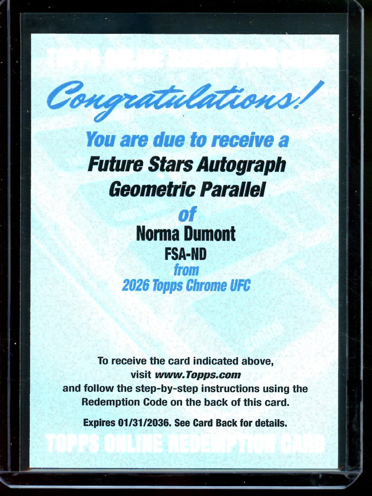 2026 Topps Chrome Norma Dumont Future Stars Autograph Geometric Redemption