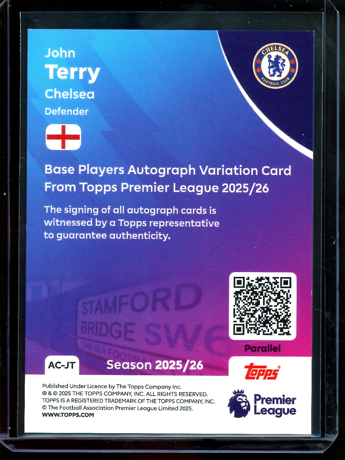 2025 Topps Flagship John Terry Gold Autograph /50 Chelsea