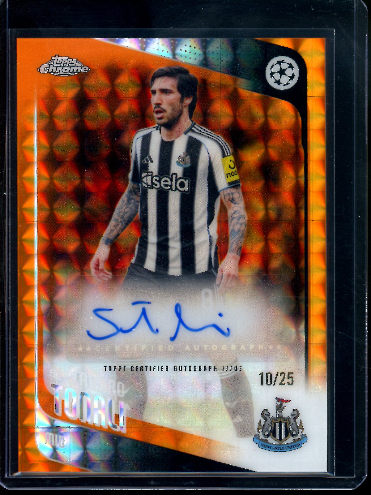 2026 Topps Chrome Sandro Tonali Orange Geometric Autograph /25 Newcastle United