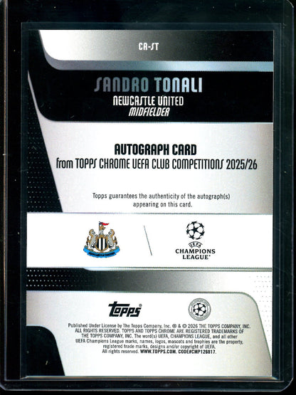2026 Topps Chrome Sandro Tonali Orange Geometric Autograph /25 Newcastle United