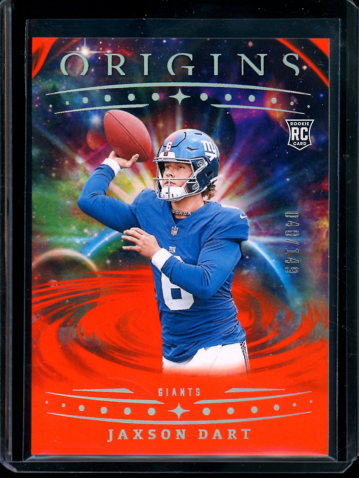 2025 Panini Origins Jaxson Dart Orange Rookie /149 Giants