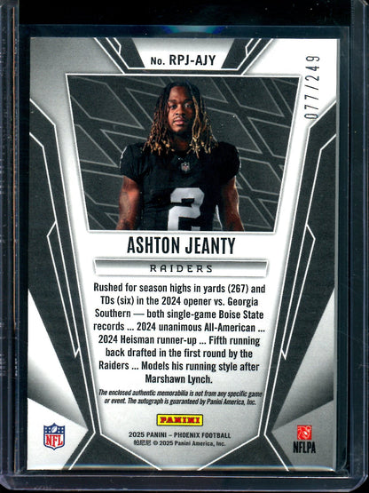 2025 Panini Phoenix Ashton Jeanty Rookie Phenom Patch Autograph /249 Raiders