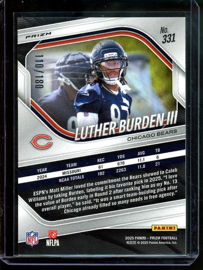 2025 Panini Prizm Luther Burden III Pigskin Rookie /180 Bears
