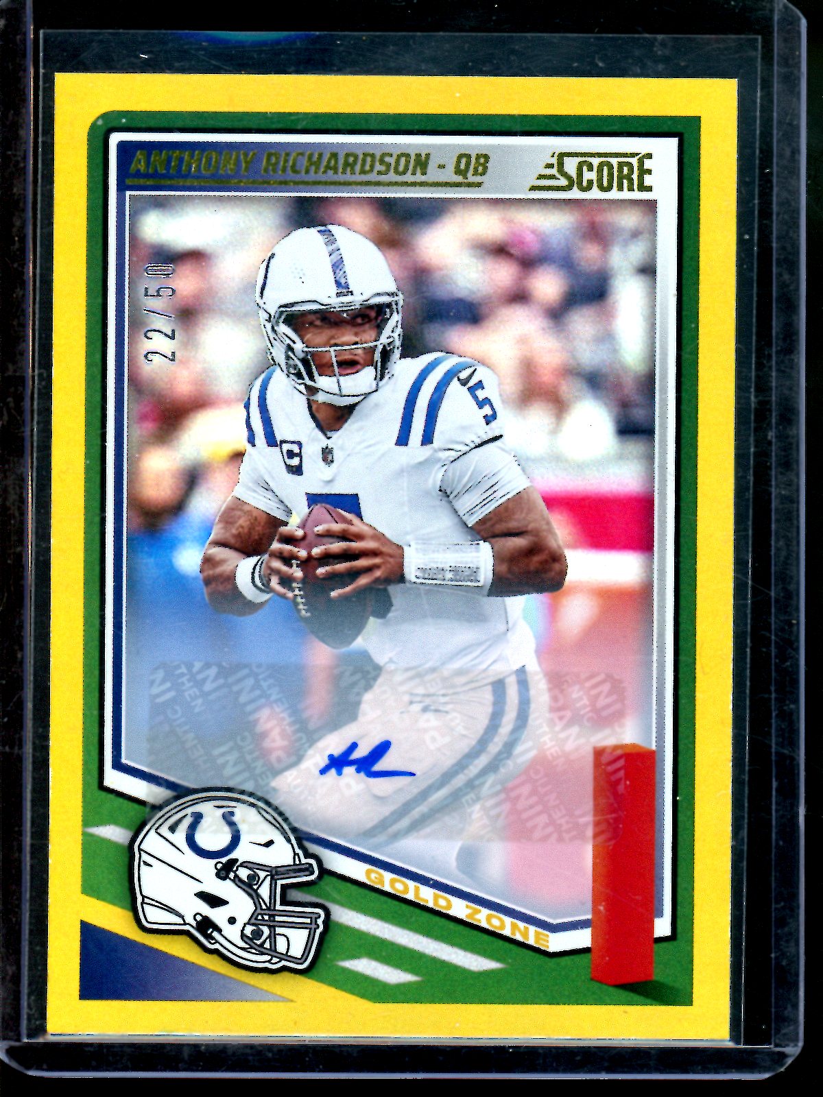 2025 Panini Score Anthony Richardson Gold Autograph /50 Colts