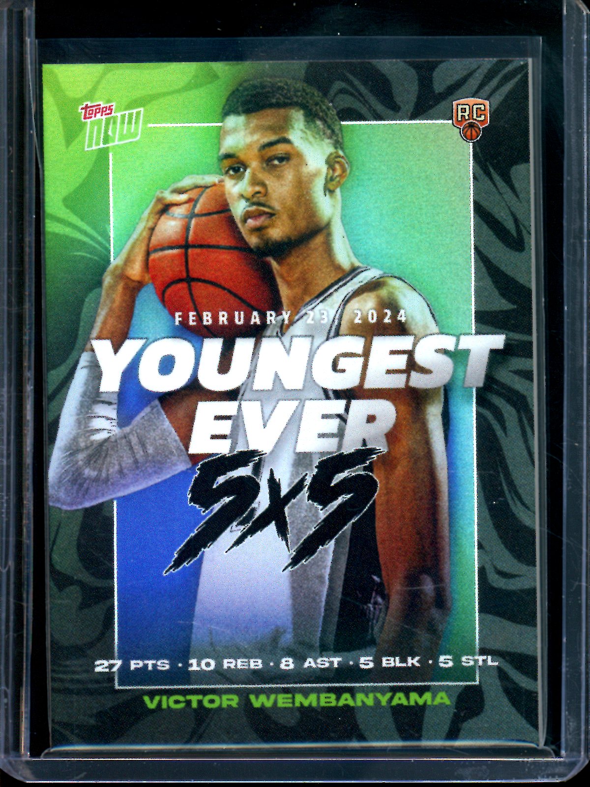 2024 Topps Now Victor Wembanyama Youngest Ever Rookie 5x5 Spurs