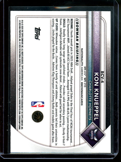 2025 Bowman Chrome Kon Knueppel Rookie Magenta Mojo /299 Hornets