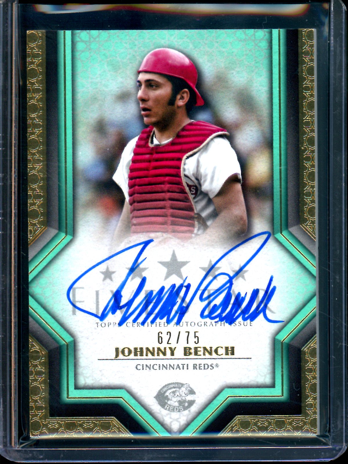 2023 Topps Five Star Johnny Bench Aqua Autograph /75 Reds