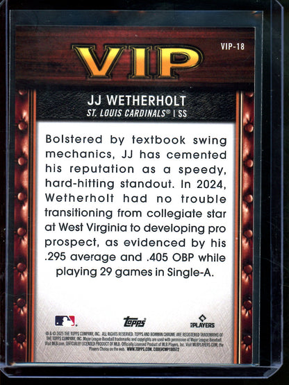 2025 Bowman Chrome JJ Wetherholt VIP Mini Diamond /150 Cardinals