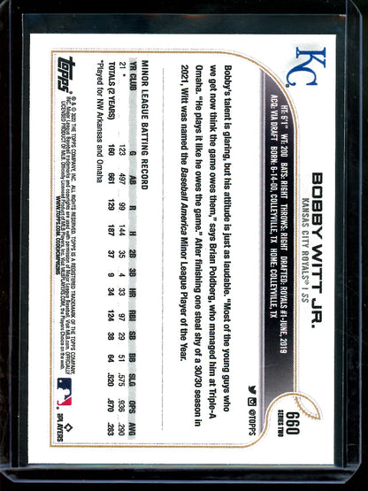 2022 Topps Flagship Bobby Witt Jr Rookie Image Variation Royals
