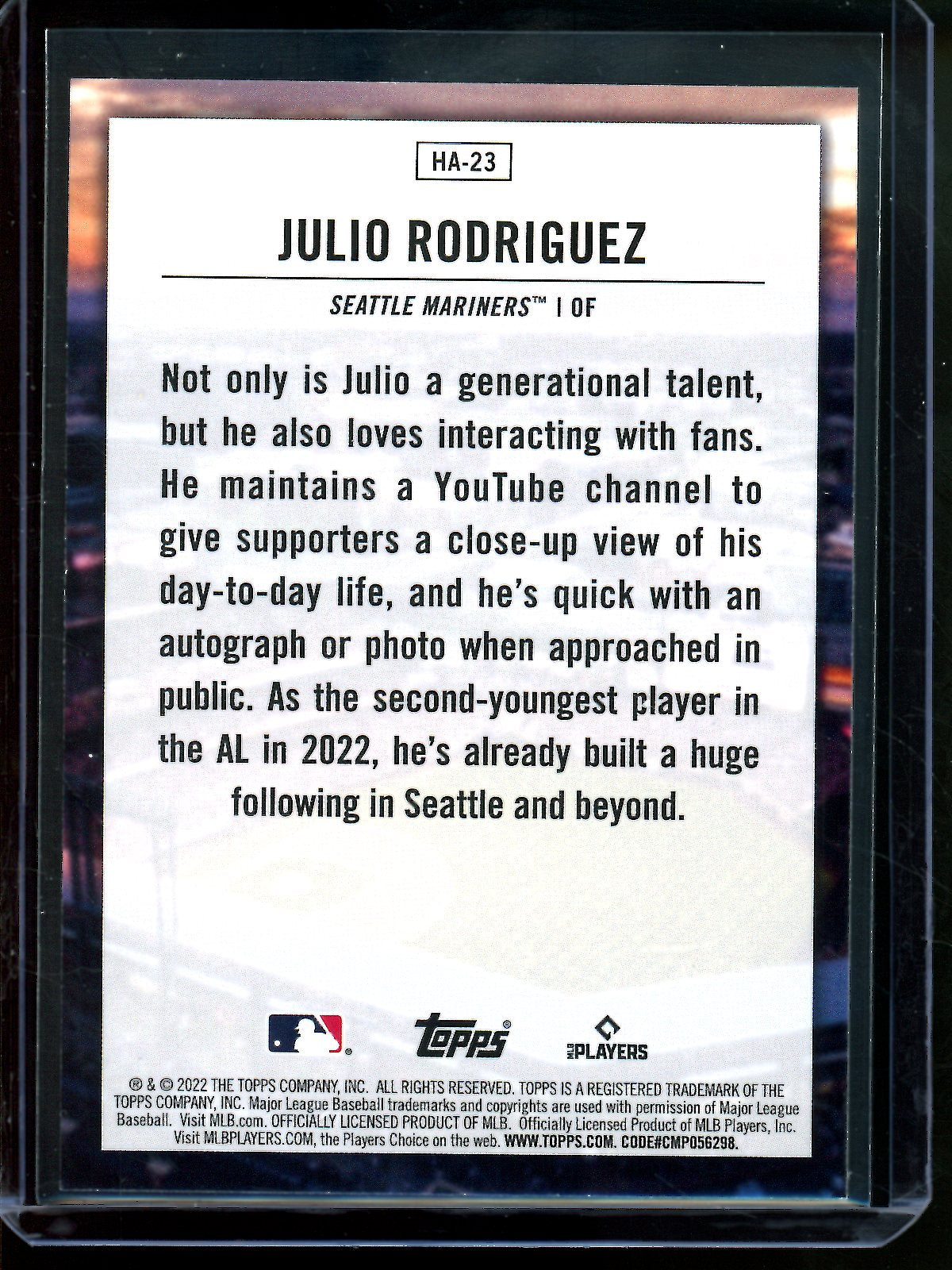 2022 Topps Flagship Julio Rodriguez Home Field Advantage Rookie SP Mariners
