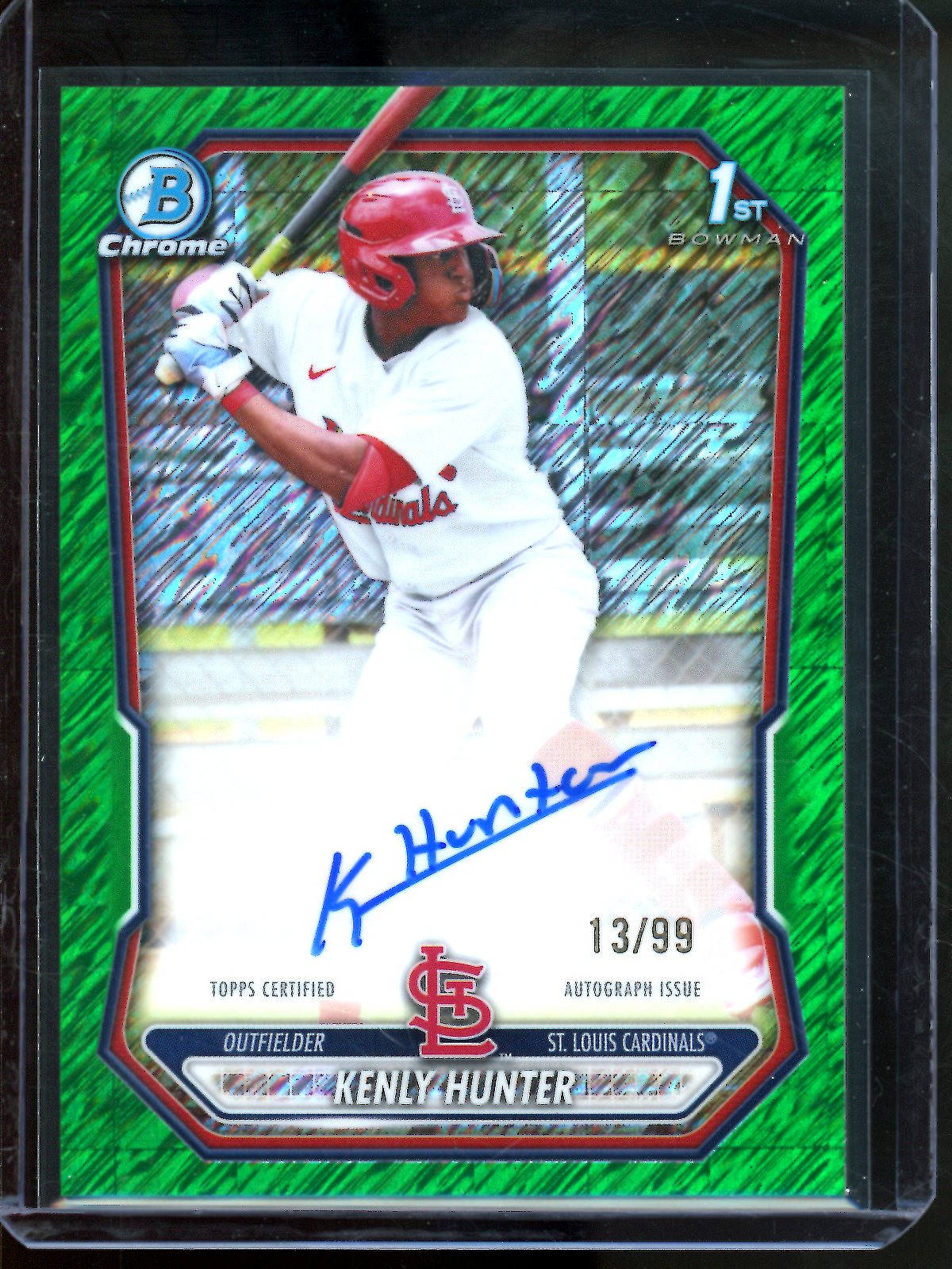2026 Bowman Chrome Kenly Hunter 1st Green Shimmer Autograph /99 Cardinals