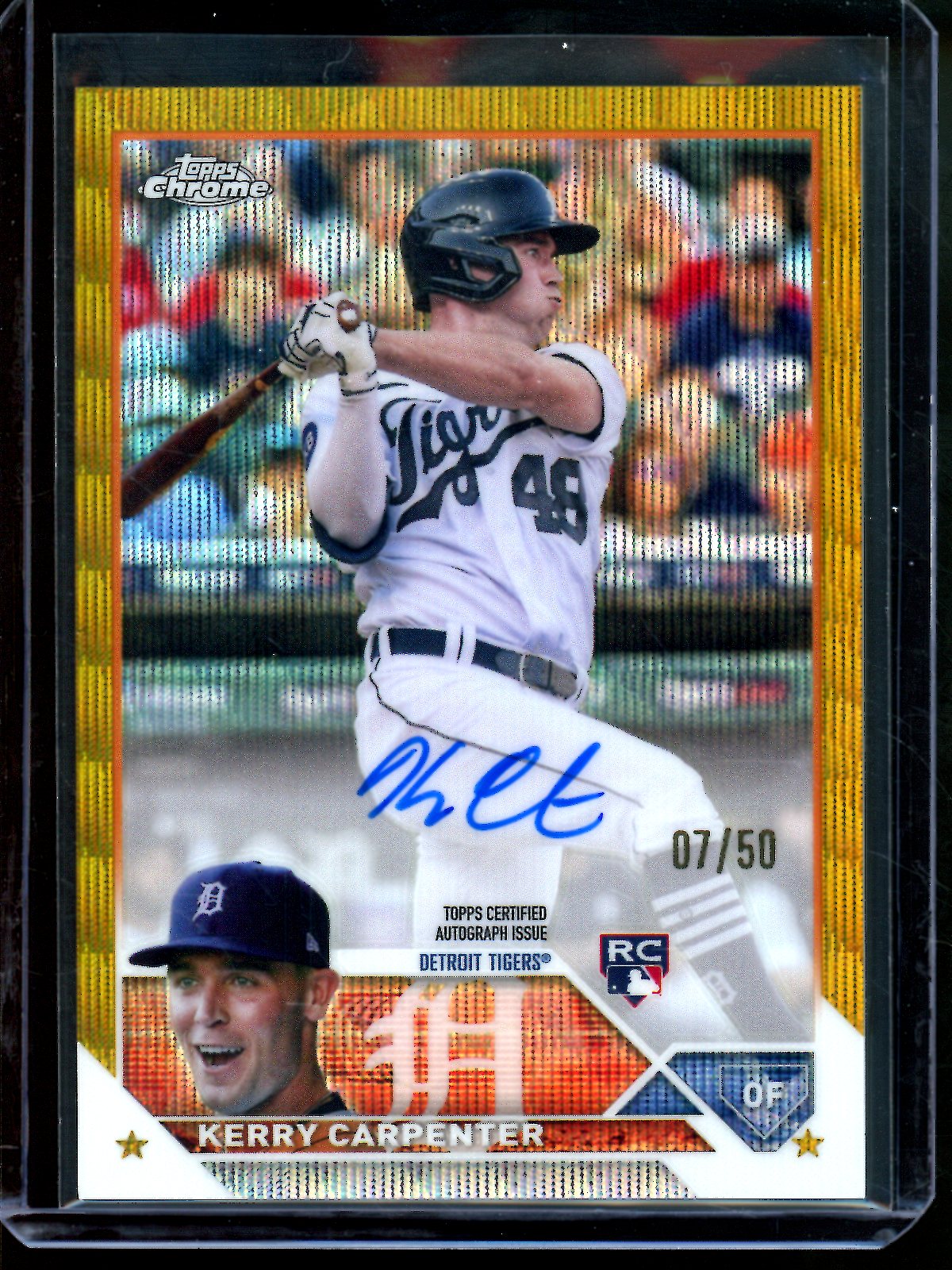 2023 Topps Chrome Kerry Carpenter Gold Shimmer Rookie Autograph /50 Tigers