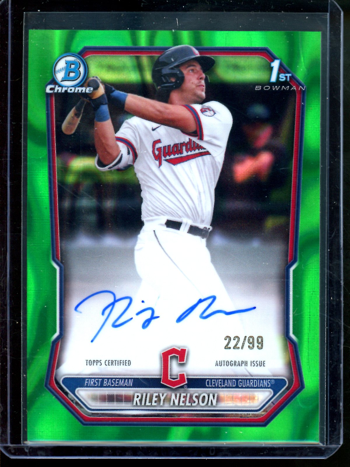 2026 Bowman Chrome Riley Nelson 1st Bowman Green Lava Autograph /99 Guardians