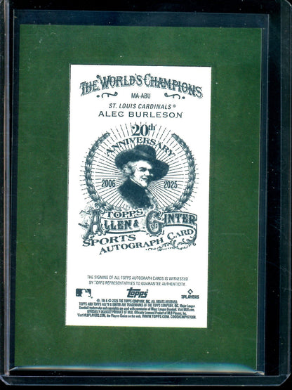 2025 Topps Allen and Ginter Alec Burleson Framed Autograph /50 Cardinals