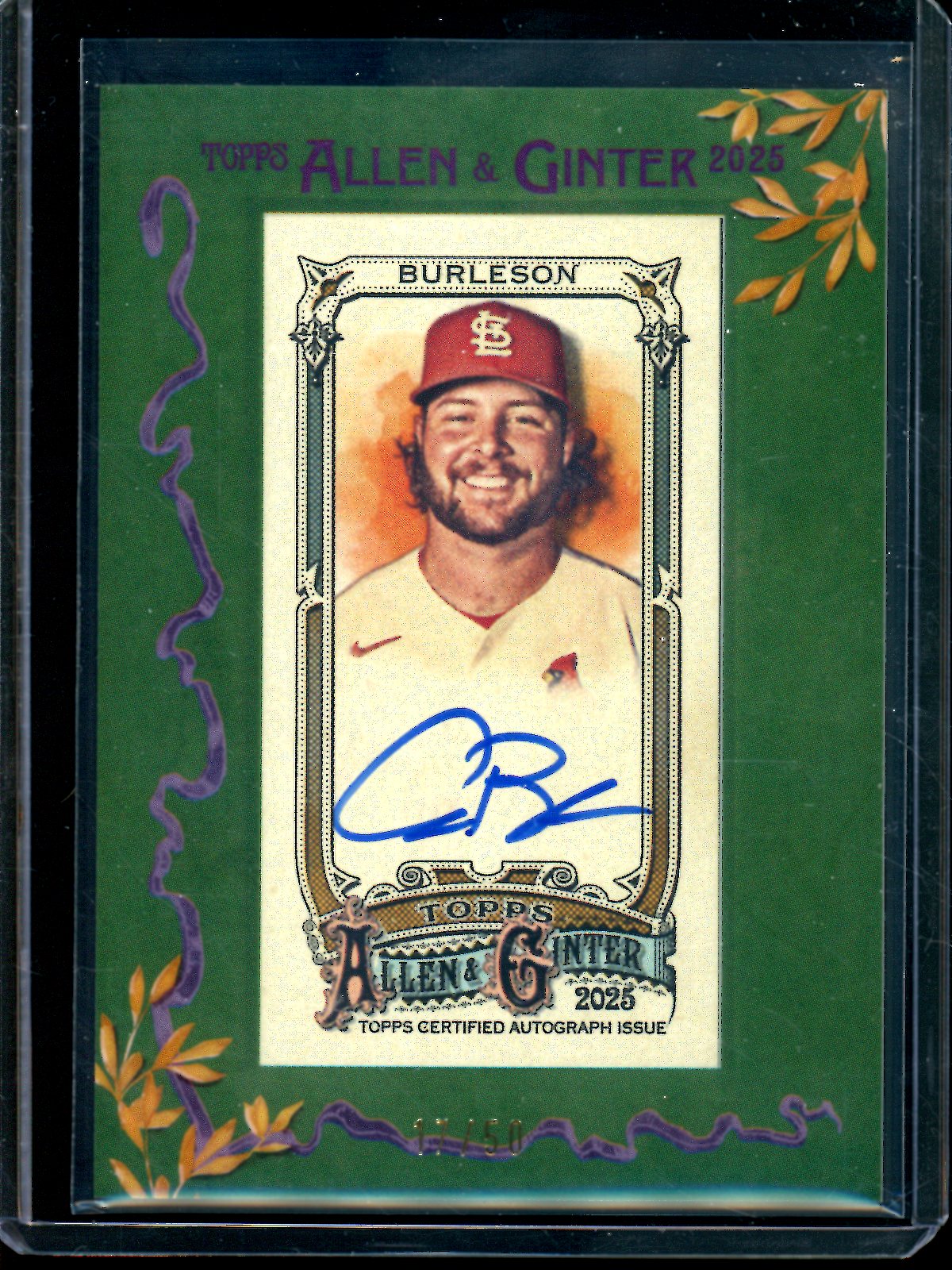 2025 Topps Allen and Ginter Alec Burleson Framed Autograph /50 Cardinals