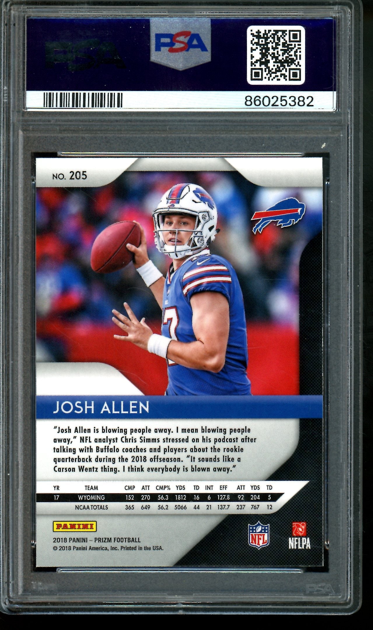 2018 Panini Prizm Josh Allen Rookie PSA 9 Bills