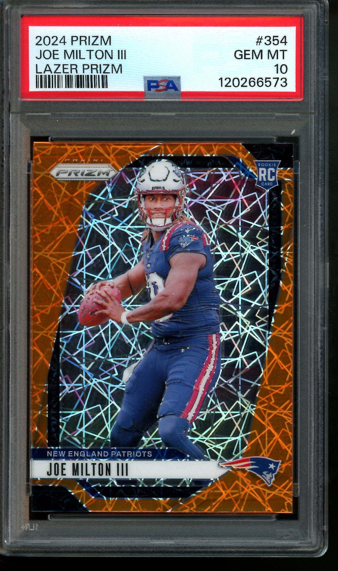 2024 Panini Prizm Joe Milton III Lazer Prizm Rookie PSA 10 Patriots