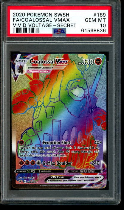 2020 Pokemon Vivid Voltage Coalossal VMAX 189/185 PSA 10