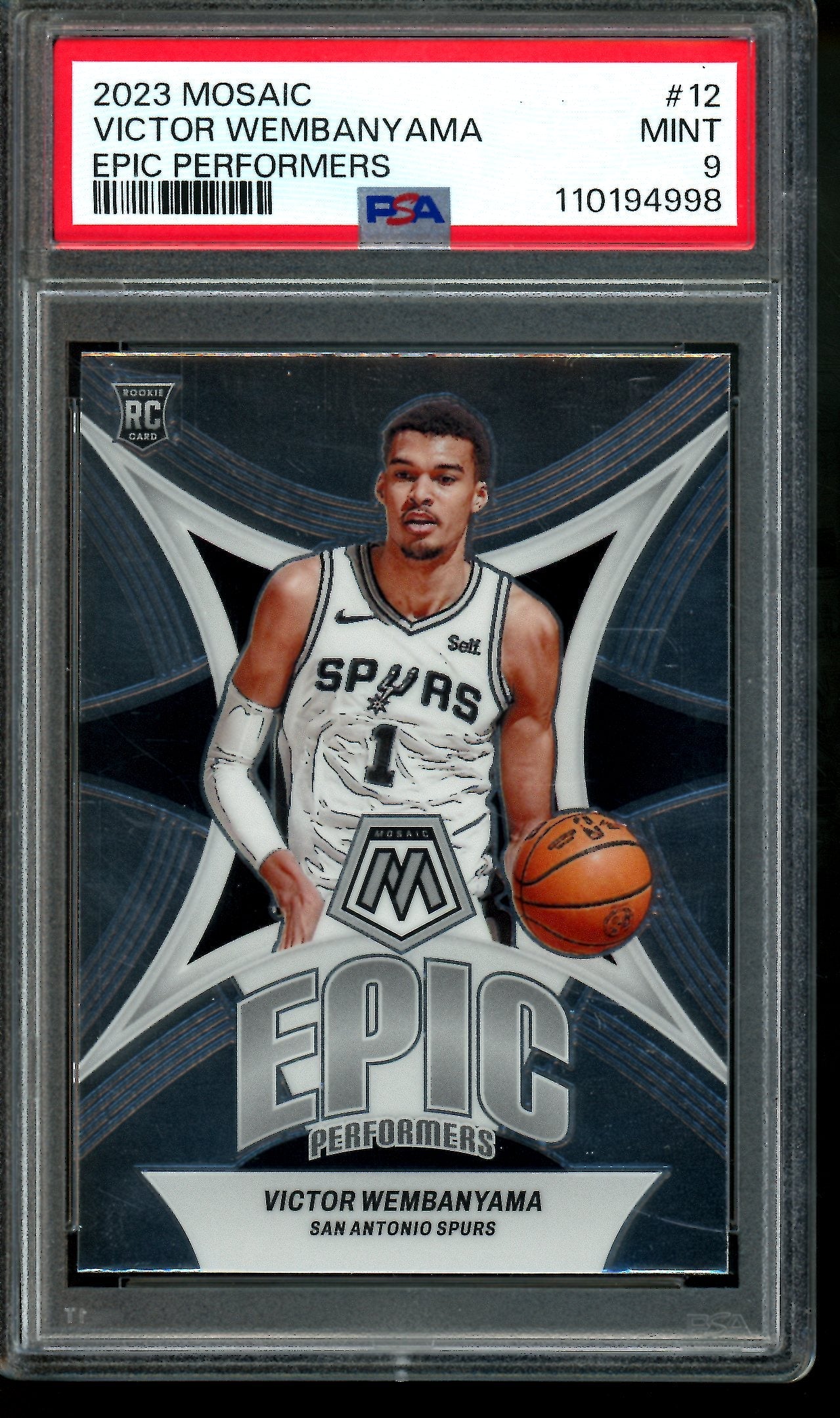 2023 Panini Mosaic Victor Wembanyama Epic Performers Rookie PSA 9 Spurs