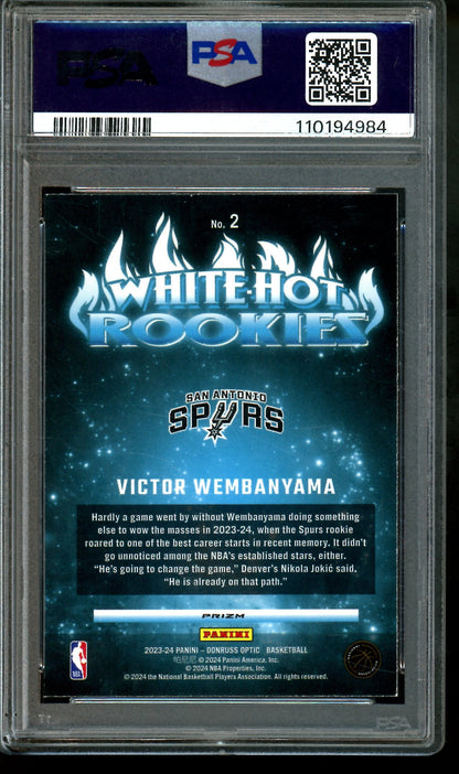2023 Panini Optic Victor Wembanyama White Hot Rookie PSA 9 Spurs