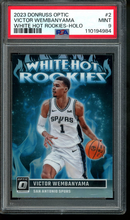 2023 Panini Optic Victor Wembanyama White Hot Rookie PSA 9 Spurs