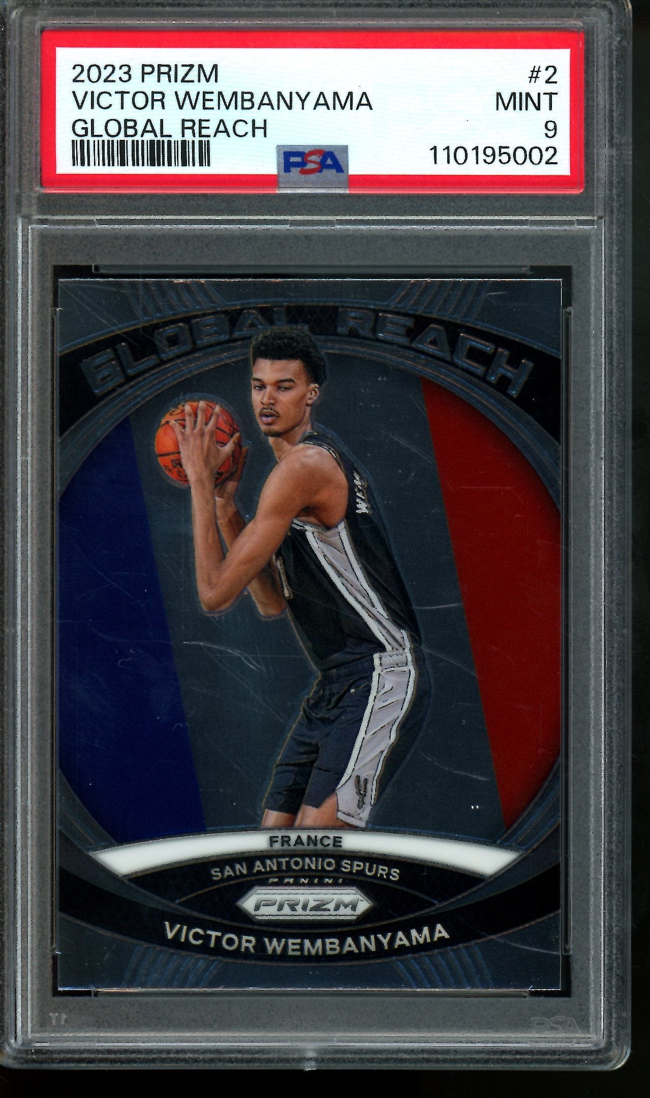 2023 Panini Prizm Victor Wembanyama Global Reach Rookie PSA 9 Spurs