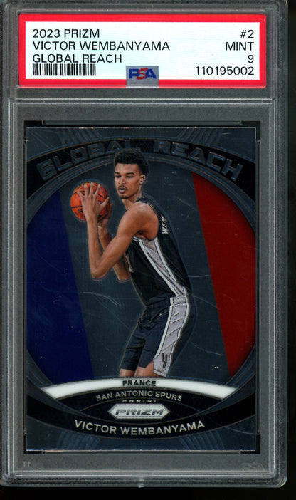 2023 Panini Prizm Victor Wembanyama Global Reach Rookie PSA 9 Spurs