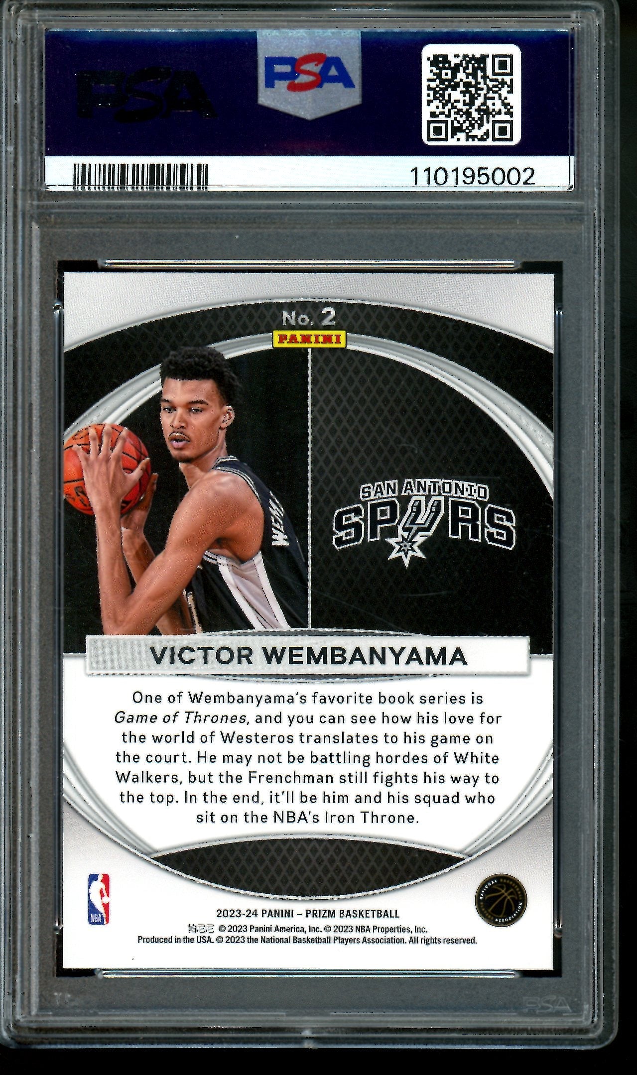 2023 Panini Prizm Victor Wembanyama Global Reach Rookie PSA 9 Spurs
