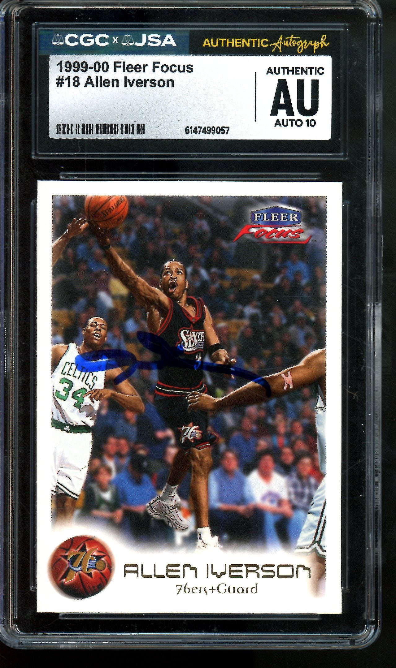 1999 Panini Focus Allen Iverson Autograph CGC Authentic Sixers