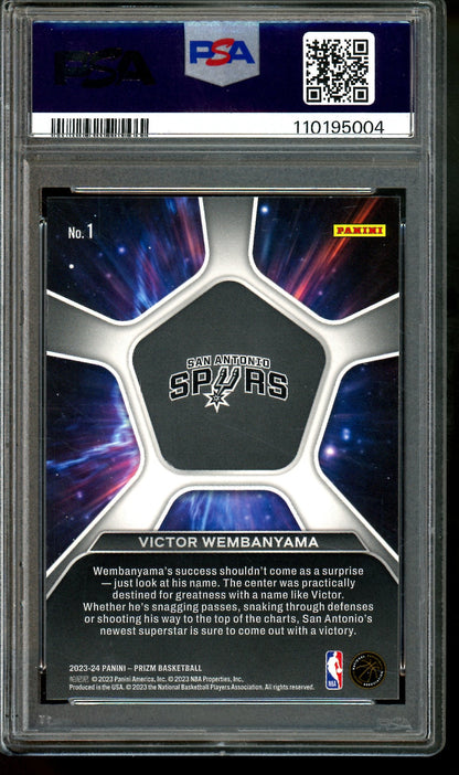 2023 Panini Prizm Victor Wembanyama Deep Space Rookie PSA 8 Spurs